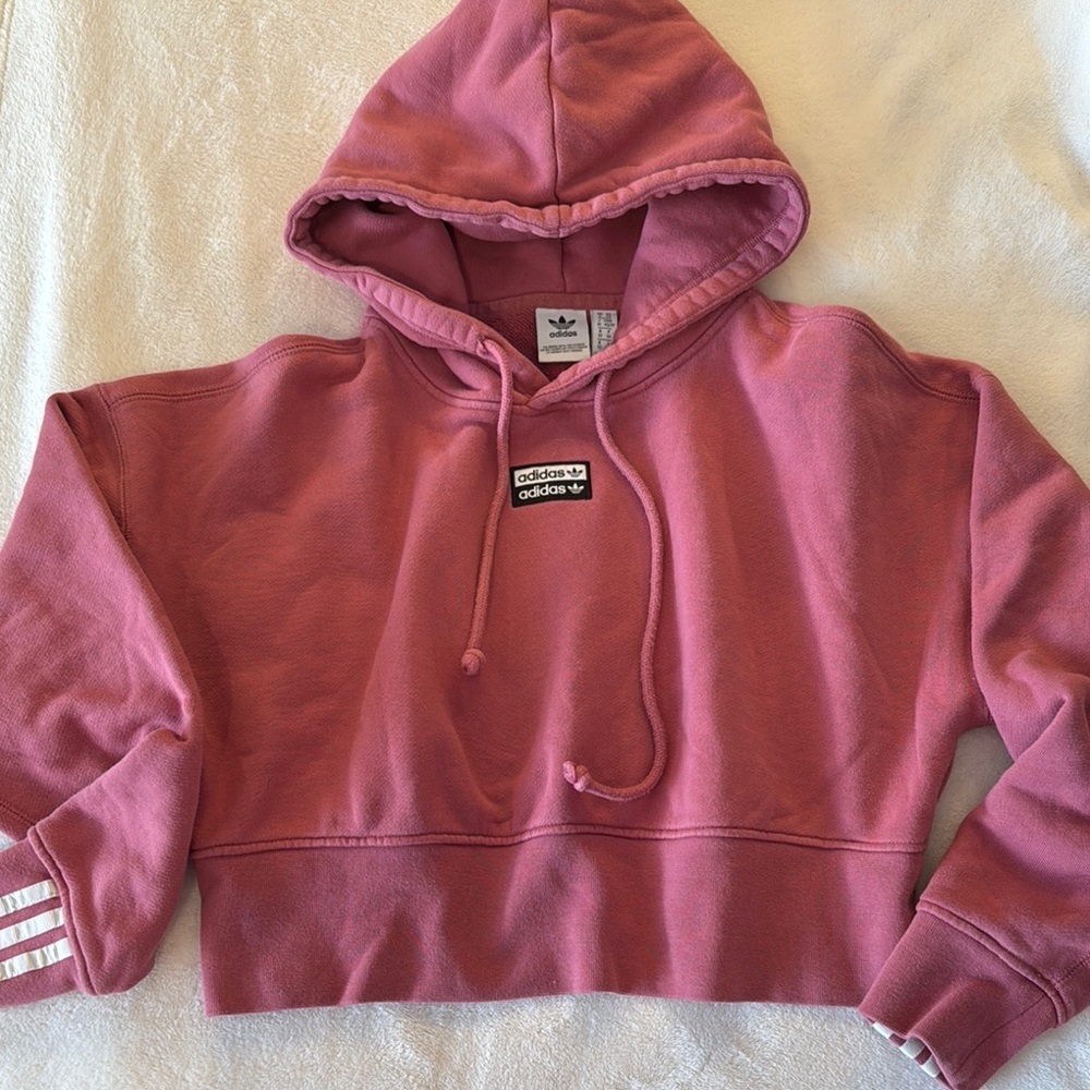 Adidas‎ Pink Cropped Hoodie
